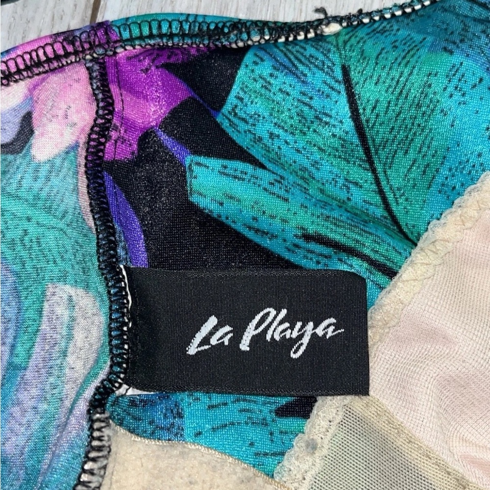 Vintage La Playa One Piece Button Down Swimsuit Size 16 Floral Tropical Boyshort - Picture 12 of 16